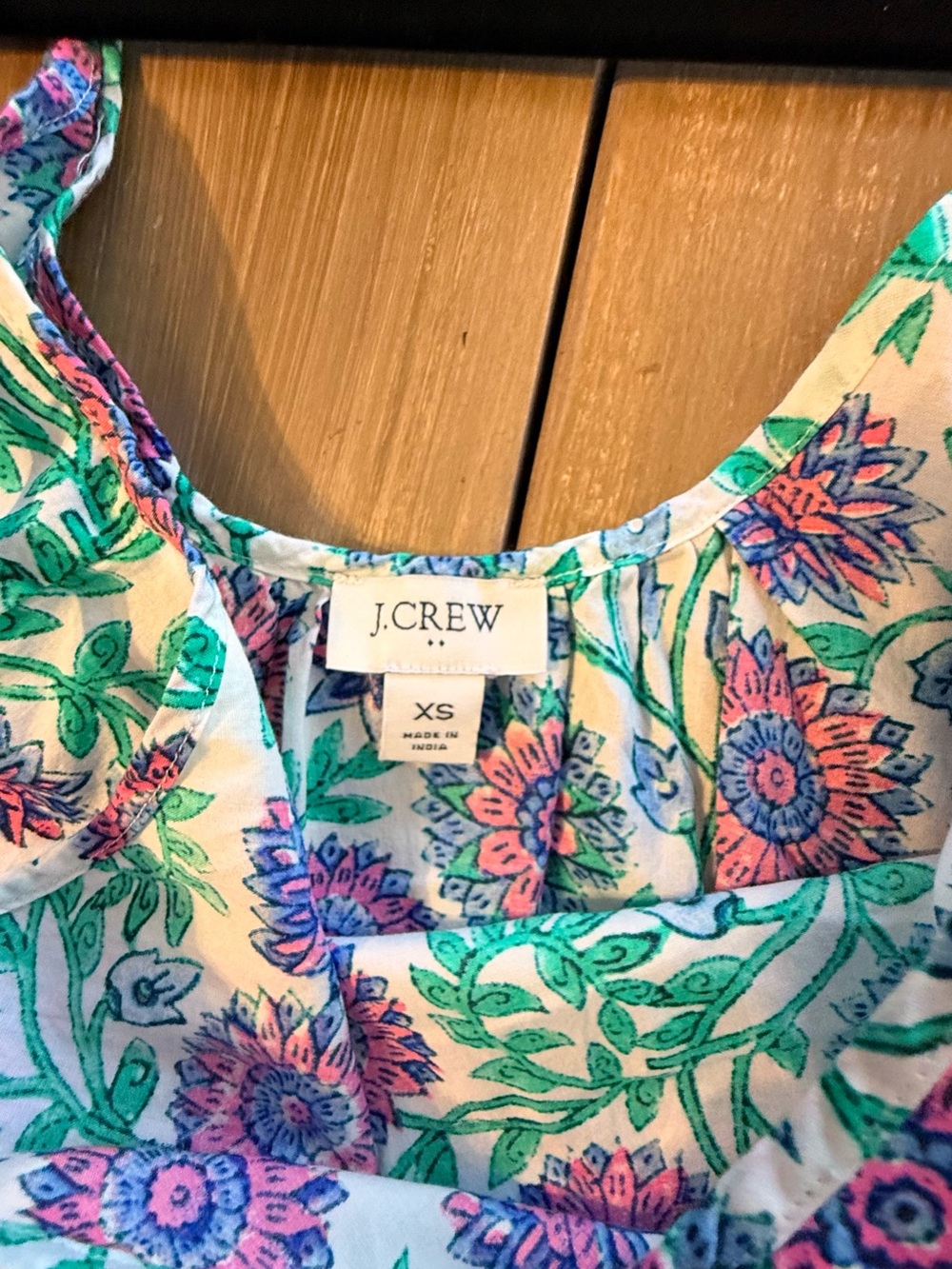 J.Crew Floral Mixed Print Sundress Tiered Striped Hem Cotton Cottagecore Dress - Picture 5 of 10